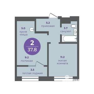 2-к квартира, вторичка, 38м2, 22/24 этаж