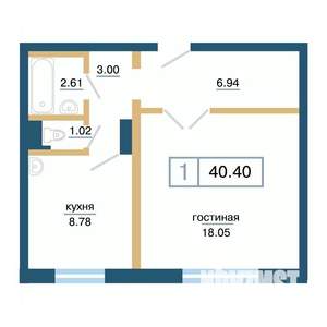 1-к квартира, вторичка, 40м2, 1/17 этаж