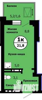 Студия квартира, строящийся дом, 21м2, 18/19 этаж