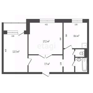 2-к квартира, вторичка, 53м2, 4/10 этаж