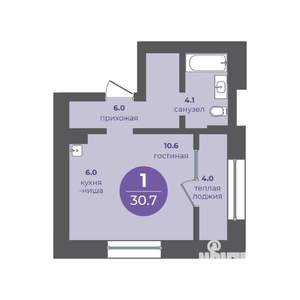 1-к квартира, вторичка, 31м2, 16/16 этаж