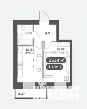 1-к квартира, вторичка, 35м2, 5/15 этаж