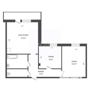 3-к квартира, вторичка, 50м2, 9/17 этаж