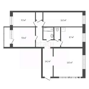 4-к квартира, вторичка, 82м2, 8/10 этаж