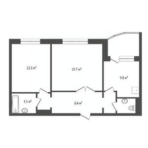 2-к квартира, вторичка, 60м2, 6/10 этаж