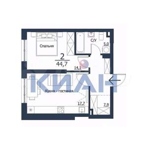 1-к квартира, вторичка, 45м2, 10/23 этаж