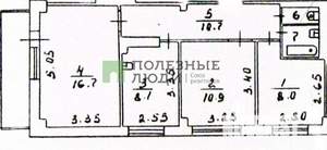 3-к квартира, вторичка, 58м2, 12/12 этаж