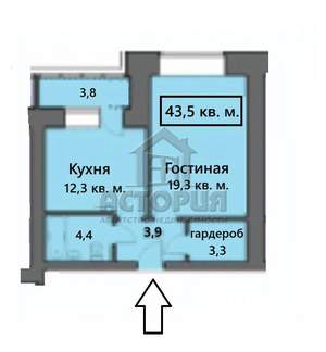 1-к квартира, вторичка, 44м2, 12/20 этаж