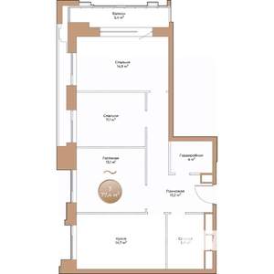 3-к квартира, строящийся дом, 77м2, 13/24 этаж