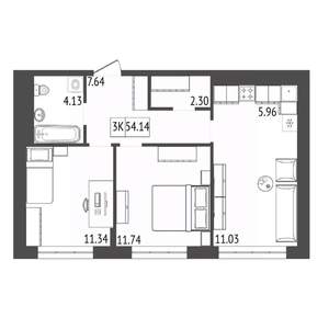 3-к квартира, вторичка, 54м2, 4/17 этаж