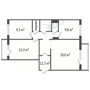 3-к квартира, вторичка, 59м2, 4/5 этаж