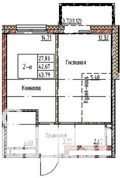 2-к квартира, вторичка, 44м2, 6/17 этаж