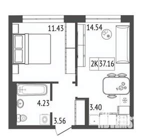 2-к квартира, вторичка, 37м2, 11/17 этаж