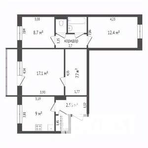 3-к квартира, вторичка, 67м2, 9/10 этаж