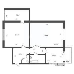 2-к квартира, вторичка, 68м2, 2/10 этаж