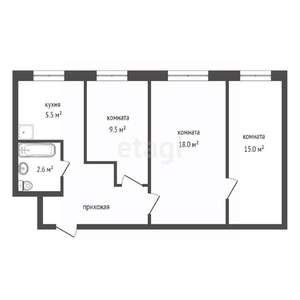 3-к квартира, вторичка, 57м2, 1/5 этаж