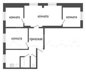 4-к квартира, вторичка, 65м2, 1/5 этаж