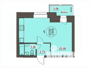 1-к квартира, вторичка, 31м2, 7/9 этаж