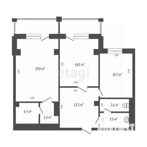 2-к квартира, вторичка, 70м2, 17/17 этаж