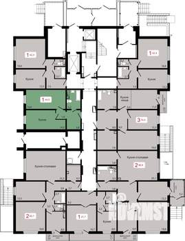 1-к квартира, строящийся дом, 44м2, 1/17 этаж