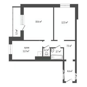 2-к квартира, вторичка, 59м2, 9/17 этаж