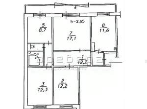4-к квартира, вторичка, 80м2, 8/10 этаж
