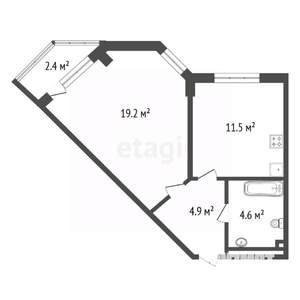 1-к квартира, вторичка, 41м2, 24/25 этаж