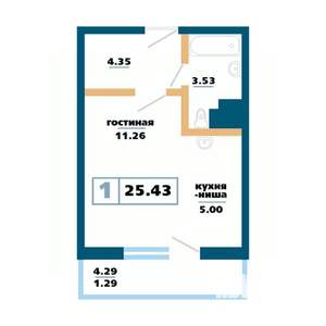 1-к квартира, вторичка, 25м2, 8/17 этаж