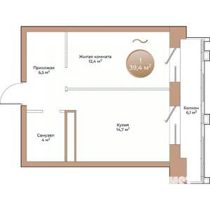 1-к квартира, вторичка, 39м2, 7/24 этаж