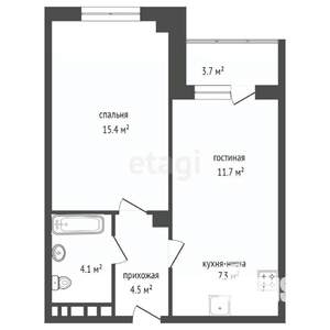 2-к квартира, вторичка, 45м2, 20/25 этаж