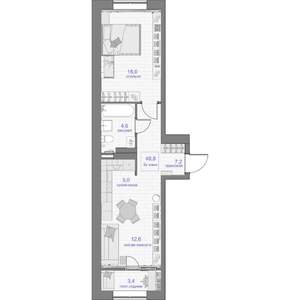 2-к квартира, вторичка, 49м2, 4/13 этаж