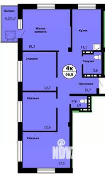 4-к квартира, вторичка, 95м2, 14/19 этаж