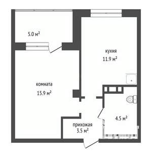 1-к квартира, вторичка, 38м2, 13/19 этаж