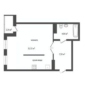 1-к квартира, вторичка, 44м2, 4/8 этаж