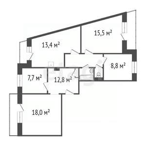 4-к квартира, вторичка, 80м2, 7/9 этаж