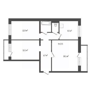 3-к квартира, вторичка, 64м2, 4/10 этаж