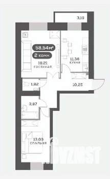 2-к квартира, вторичка, 59м2, 3/15 этаж