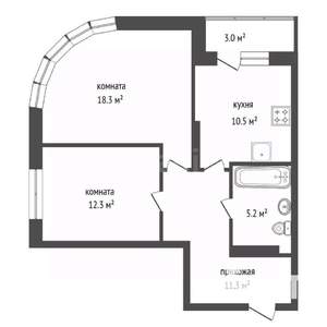 2-к квартира, вторичка, 57м2, 4/23 этаж