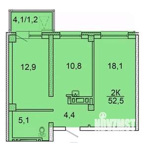 2-к квартира, строящийся дом, 52м2, 15/24 этаж