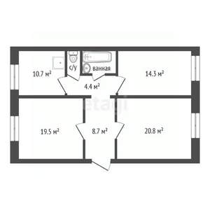 3-к квартира, вторичка, 84м2, 2/3 этаж