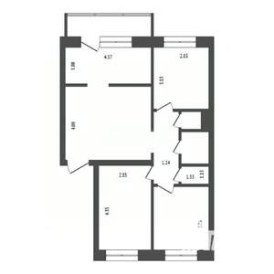 3-к квартира, вторичка, 66м2, 9/10 этаж