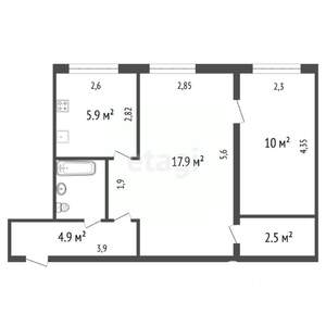 2-к квартира, вторичка, 44м2, 1/4 этаж