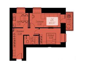 1-к квартира, вторичка, 50м2, 11/17 этаж