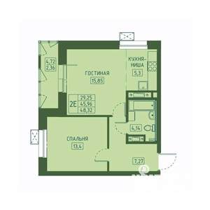 2-к квартира, вторичка, 48м2, 8/23 этаж