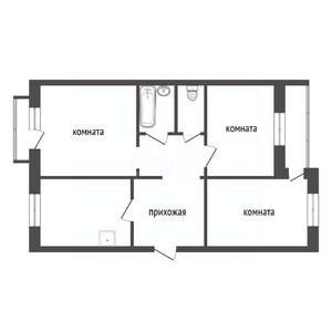 3-к квартира, вторичка, 59м2, 3/5 этаж