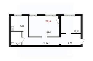 2-к квартира, вторичка, 73м2, 10/18 этаж