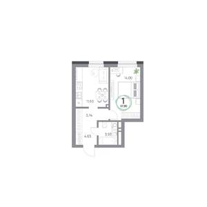 1-к квартира, вторичка, 38м2, 2/9 этаж