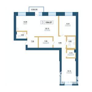 3-к квартира, вторичка, 105м2, 3/7 этаж