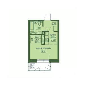 Студия квартира, вторичка, 28м2, 10/23 этаж