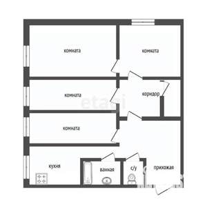 4-к квартира, вторичка, 58м2, 1/5 этаж